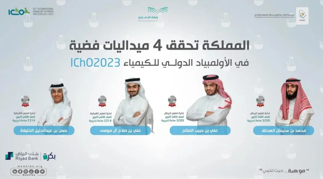 Achieved 4 international awards in the 55th session in Switzerland; Kingdom organizes the International Chemistry Olympiad in Riyadh in July 2024