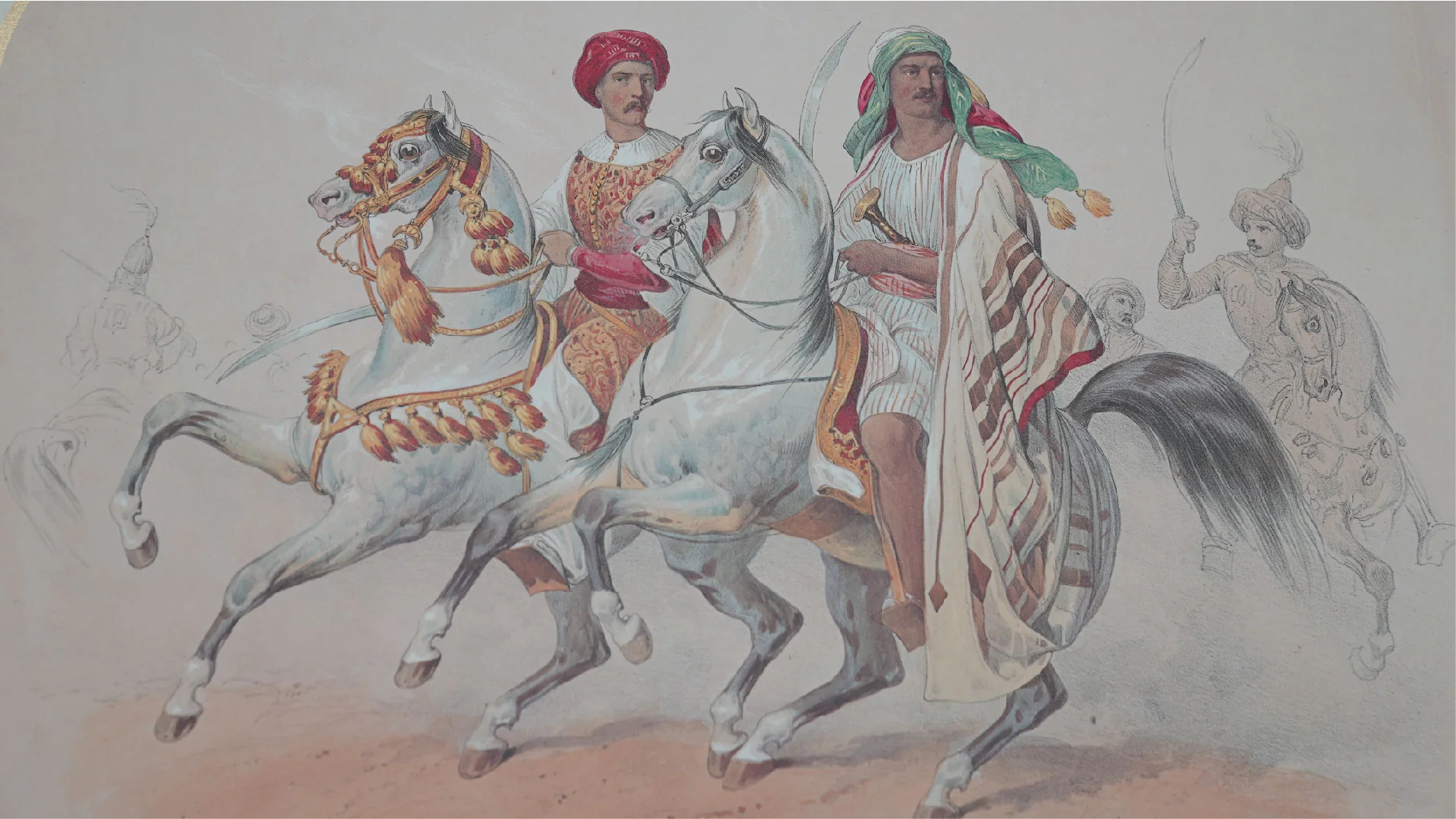 Library reveals book with 28 paintings of Arabian horses from 1846